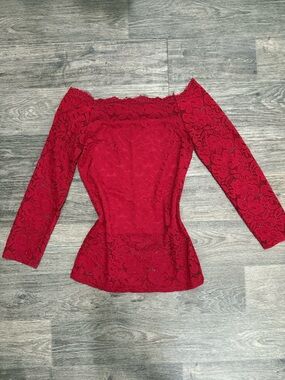 Y2K Red Lace Off-Shoulder Top